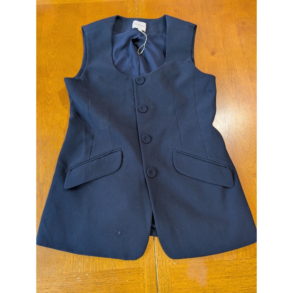 Favorite Daughter Navy Sleeveless Button Front Vest